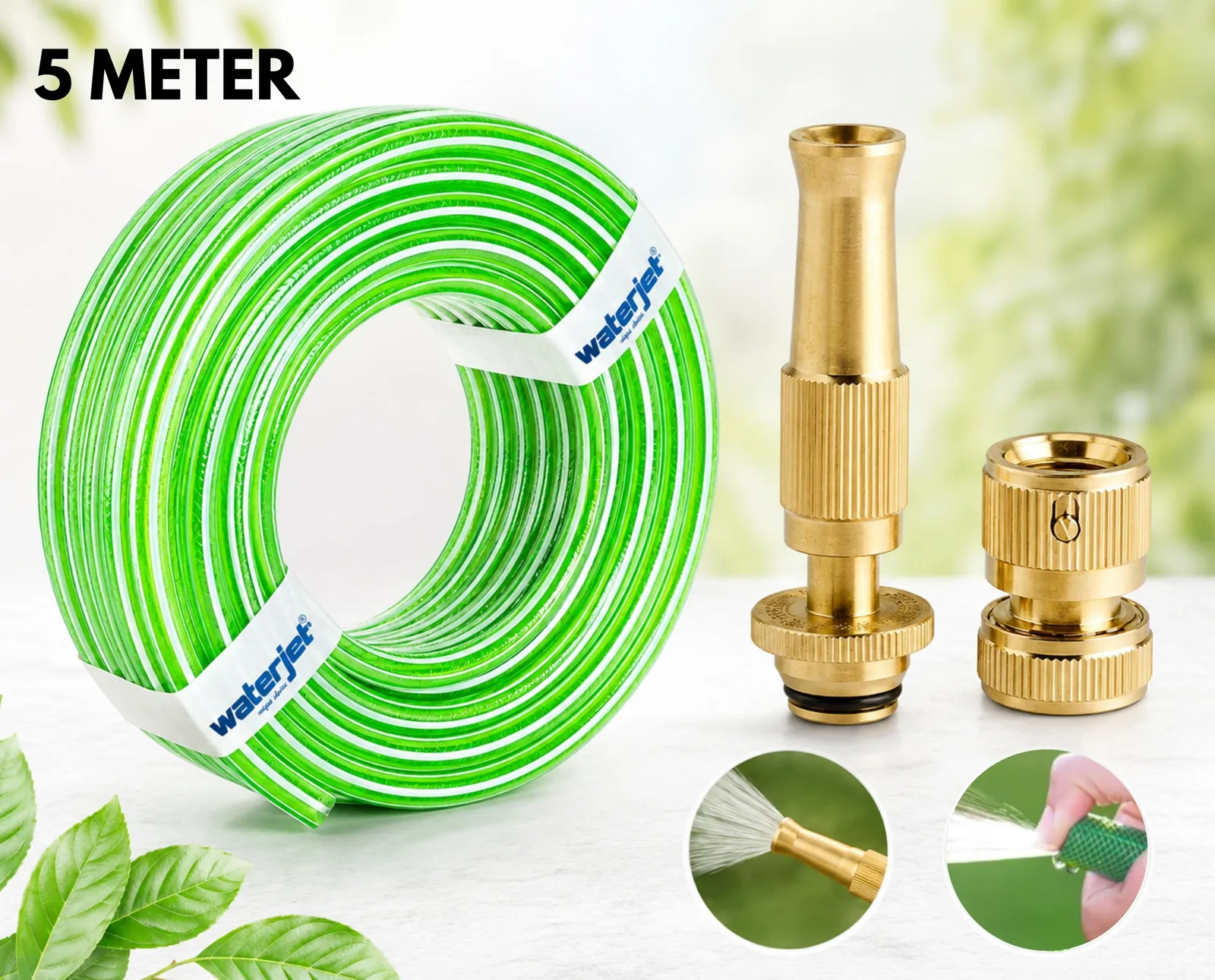 Premium 5 Meter Garden Hose Pipe with Brass Spray Nozzle – Flexible, Leak-Proof & Durable — photo 1 of 3