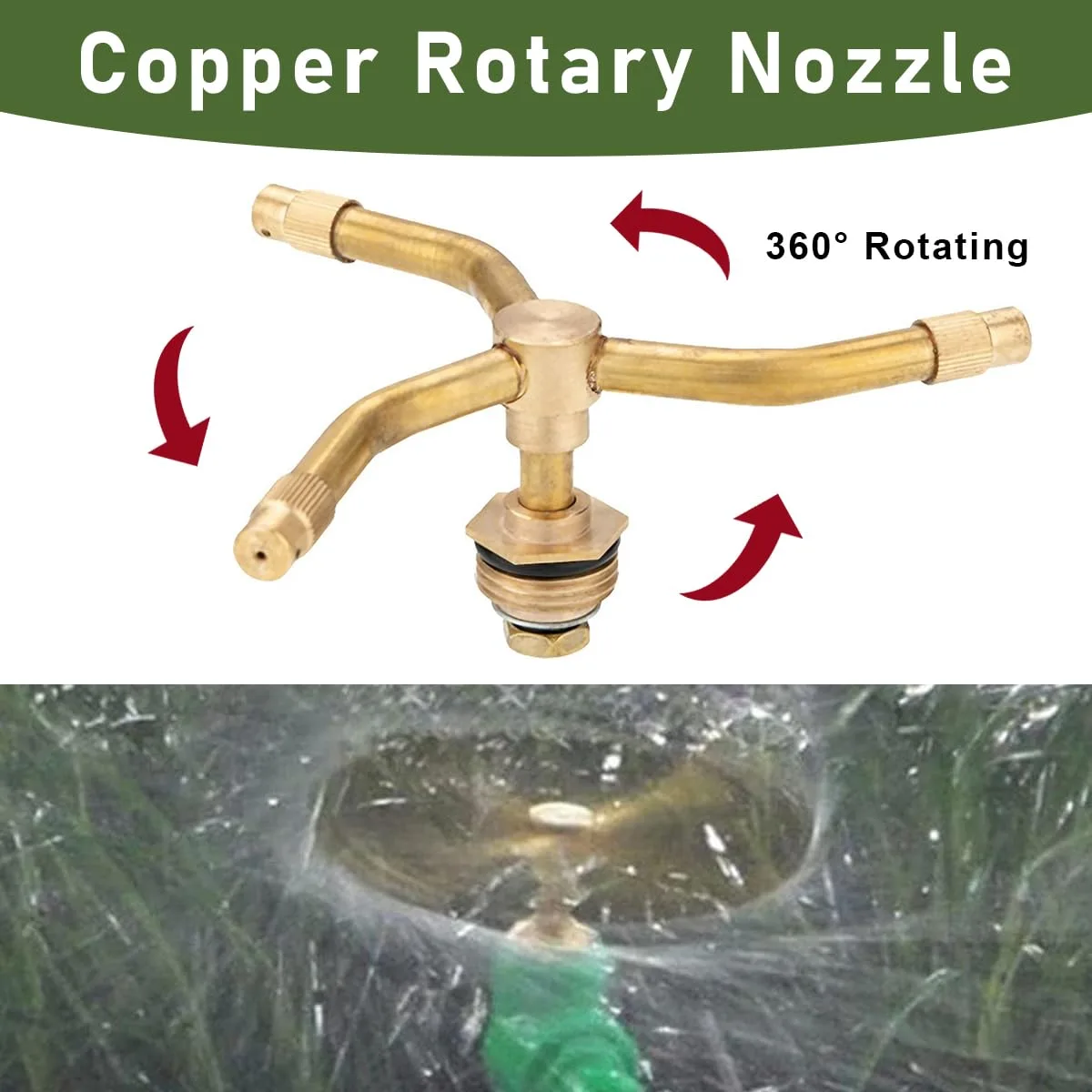3-Head Automatic Rotating Brass Water Sprinkler for Garden — photo 1 of 4