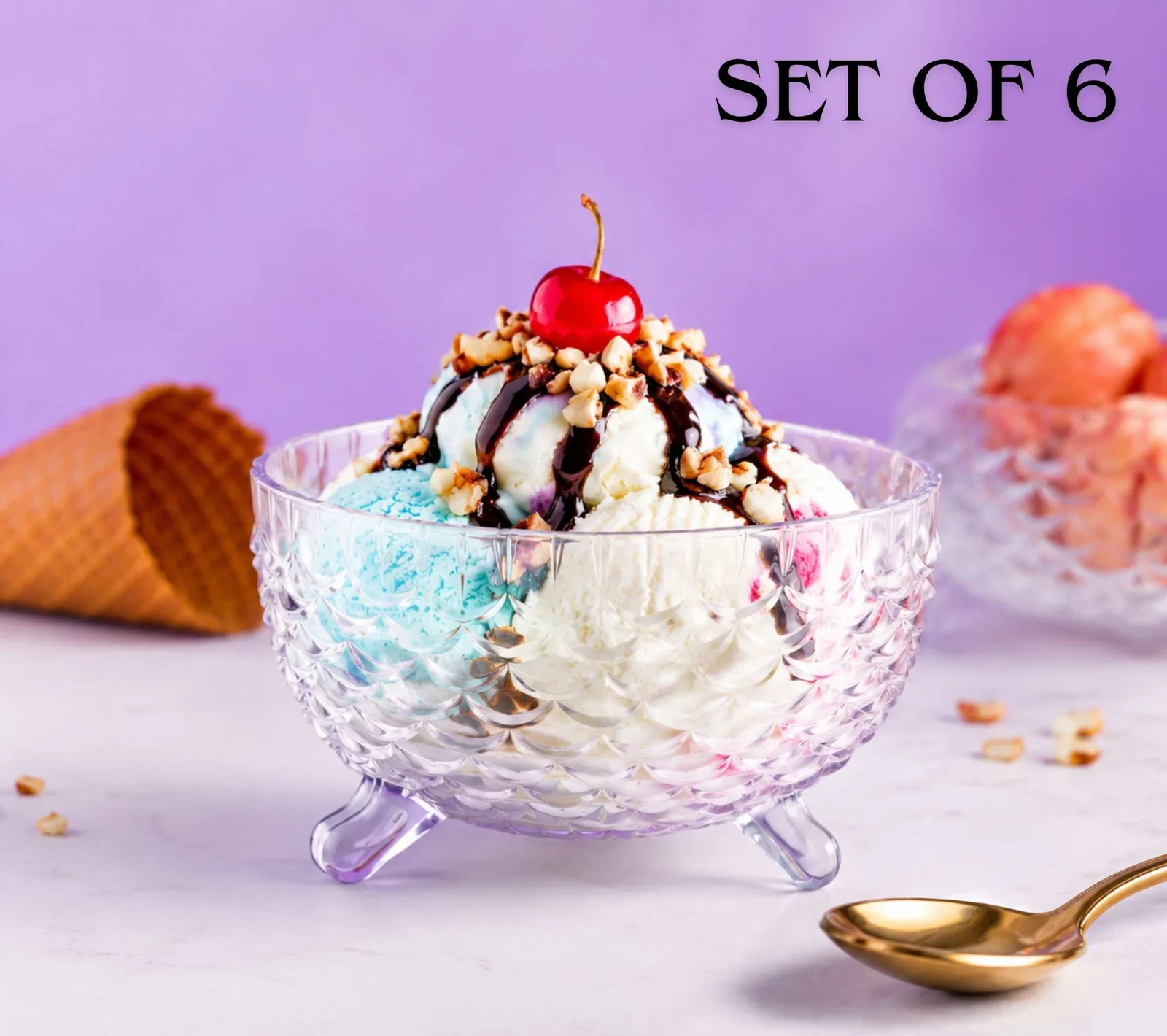 Crystal-Style Ice Cream Bowl – Perfect for Desserts & Fruits (Set of 6) — photo 1 of 3
